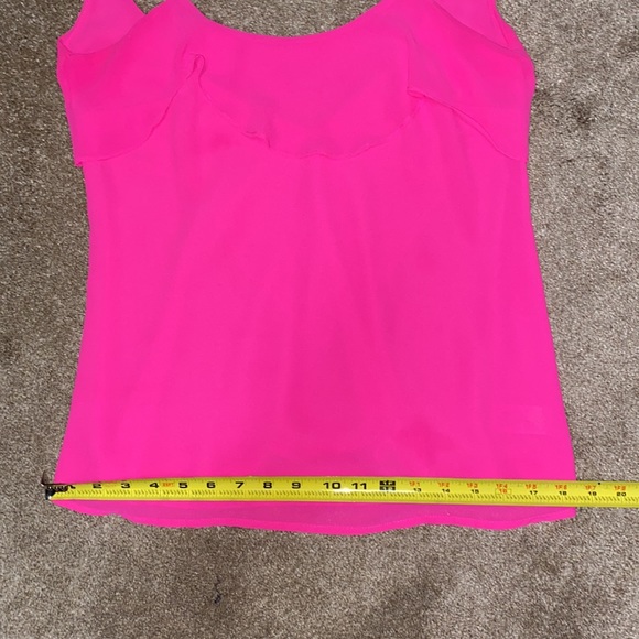 “Naked Zebra” Neon pink spaghetti strap top with ruffled front and back. Size S - Picture 14 of 14